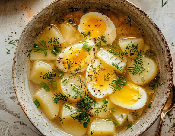 Суп из картофеля с яйцом