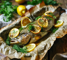 Форель, запечённая с лимоном и травами Форель, запечённая с лимоном и травами