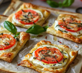 Слойки с помидорами и моцареллой