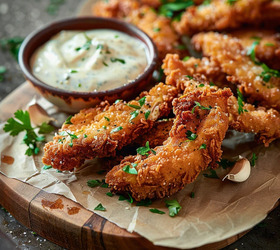 Куриные стрипсы с йогуртовым соусом