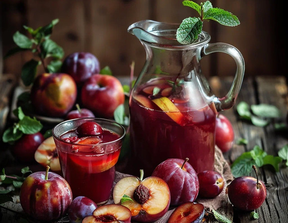 Домашний компот из слив и яблок