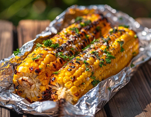 Кукуруза в духовке с чесночным маслом