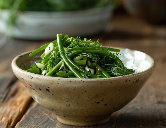 Чесночные стрелки с укропом