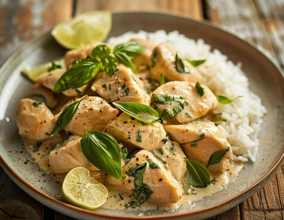 Курица в кокосовом молоке с лаймом и базиликом