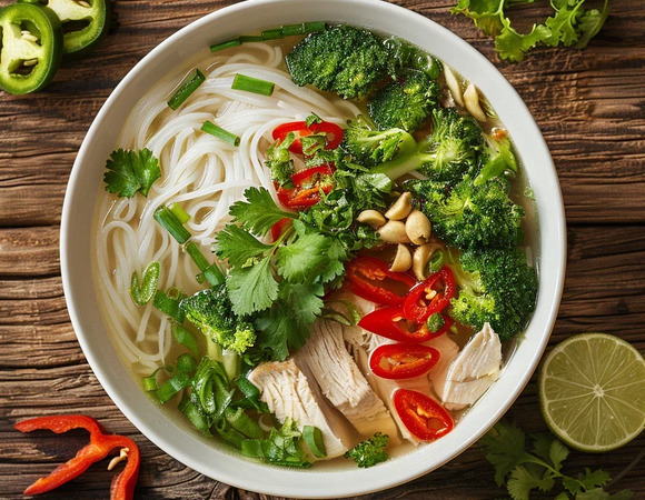 Суп Фо с овощами и курицей