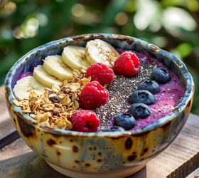 Смузи-болл с ягодами, бананом и семенами чиа