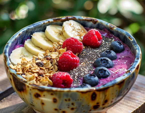 Смузи-болл с ягодами, бананом и семенами чиа