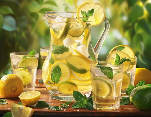 Домашний лимонад с мятой и лаймом 