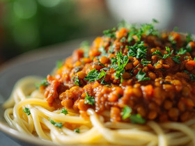 Растительное «болоньезе» из чечевицы