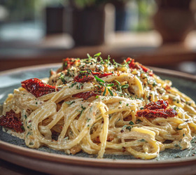 Паста с кремом из вяленых томатов