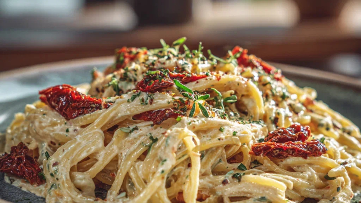 Паста с кремом из вяленых томатов