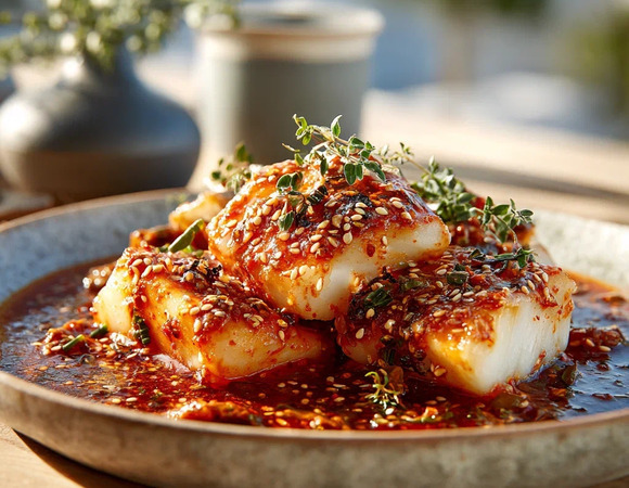 Минтай в соусе по-корейски Минтай в соусе по-корейски