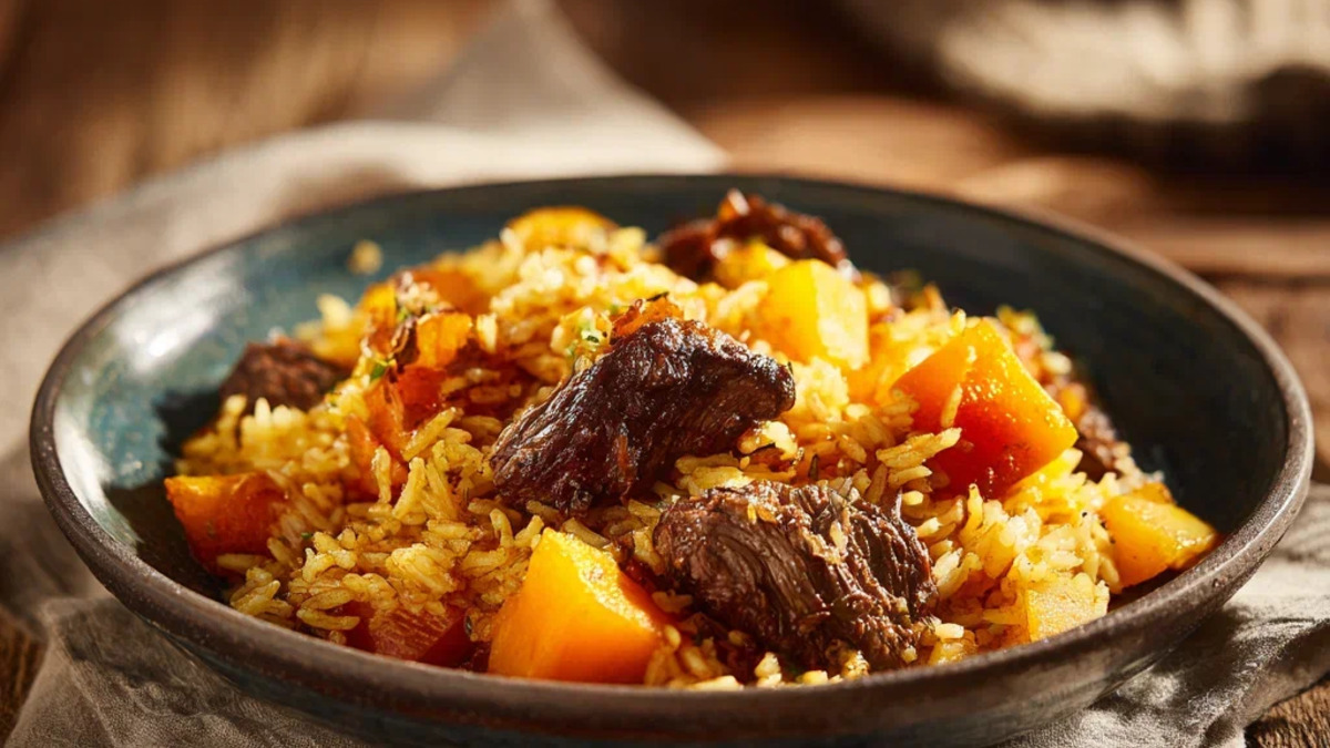 Плов с бараниной и тыквой