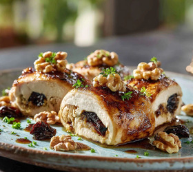 Рулетики из куриного филе с черносливом и грецким орехом