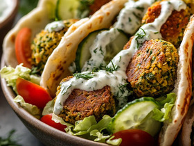 Фалафель в пите с соусом дзадзики