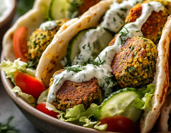 Фалафель в пите с соусом дзадзики