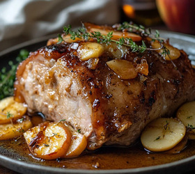 Томлёная свинина в сидре с яблоками