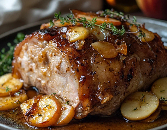 Томлёная свинина в сидре с яблоками