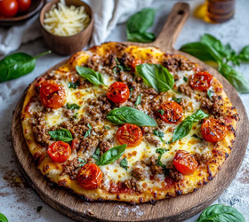 Белковая пицца из куриного фарша