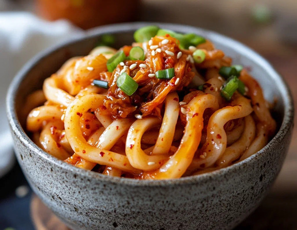 Кисло-сладкий удон с кимчи