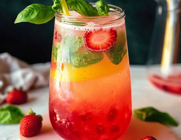 Домашний бабл-лимонад из клубники и базилика