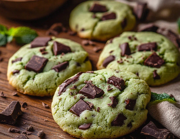 Мятное печенье с кусочками шоколада