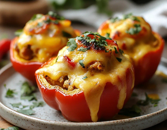 Фаршированные перцы с курицей и ананасами карри