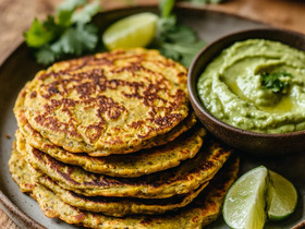 Чечевичные оладьи с соусом из авокадо и лайма Чечевичные оладьи с соусом из авокадо и лайма