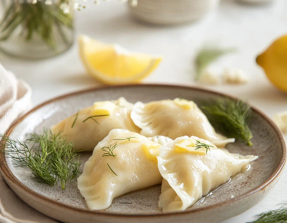 Вареники из трески с лимоном и укропом