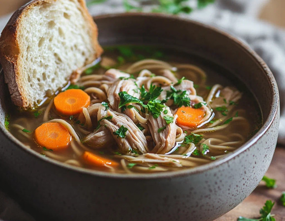 Куриный суп с лапшой из гречневой муки