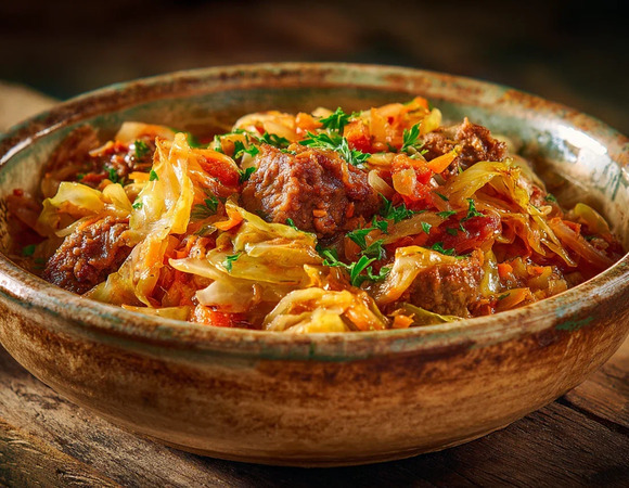 Тушёная капуста с мясом Тушёная капуста с мясом